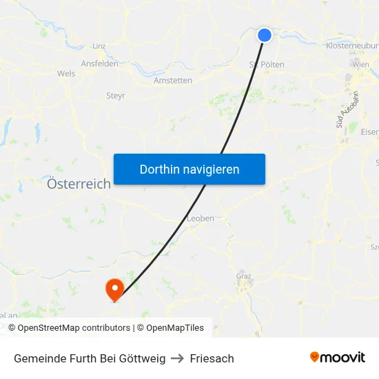 Gemeinde Furth Bei Göttweig to Friesach map