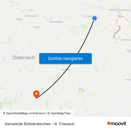 Gemeinde Böheimkirchen to Friesach map