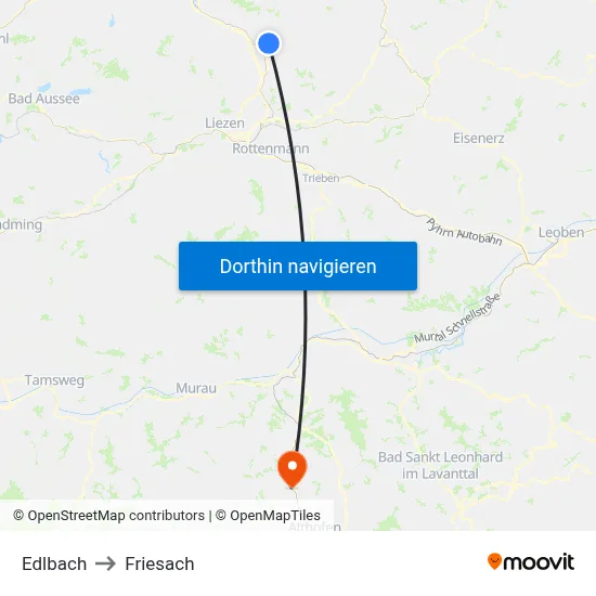 Edlbach to Friesach map