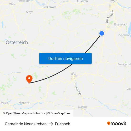 Gemeinde Neunkirchen to Friesach map