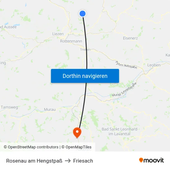 Rosenau am Hengstpaß to Friesach map