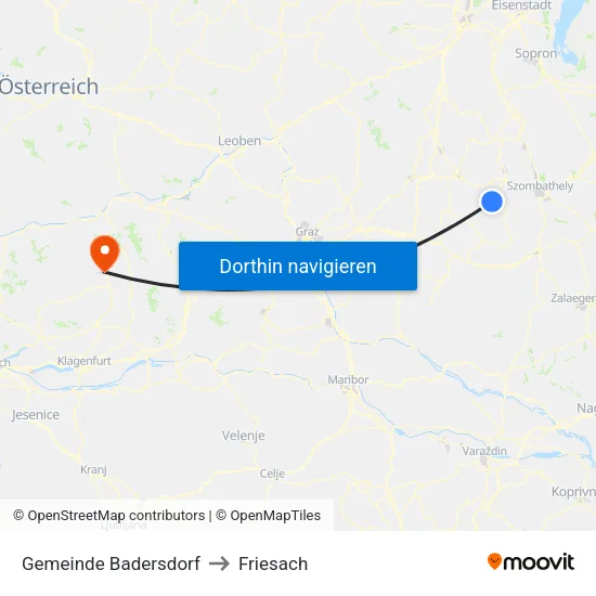 Gemeinde Badersdorf to Friesach map