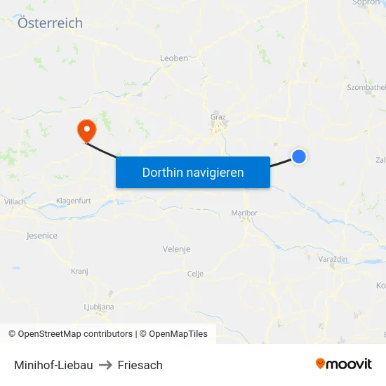 Minihof-Liebau to Friesach map