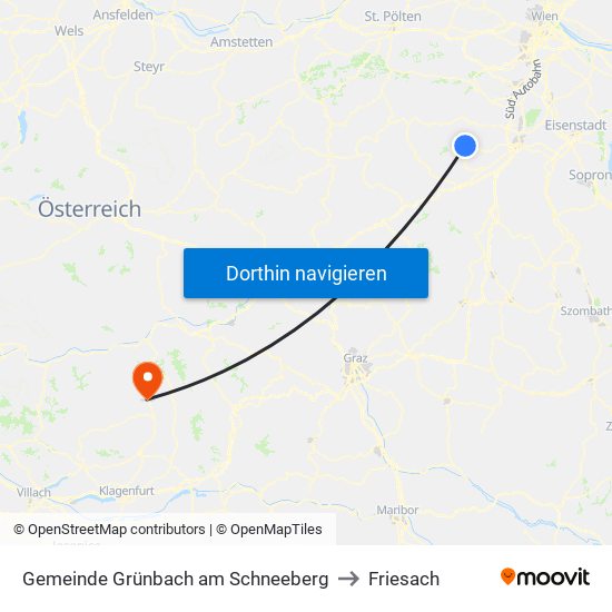 Gemeinde Grünbach am Schneeberg to Friesach map