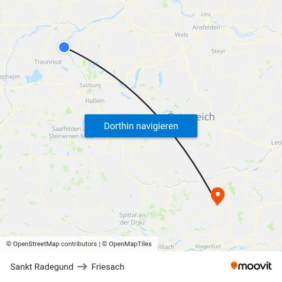 Sankt Radegund to Friesach map