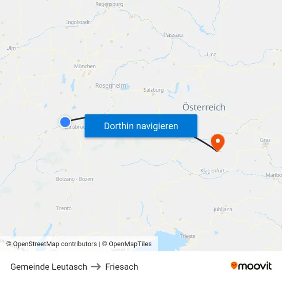 Gemeinde Leutasch to Friesach map