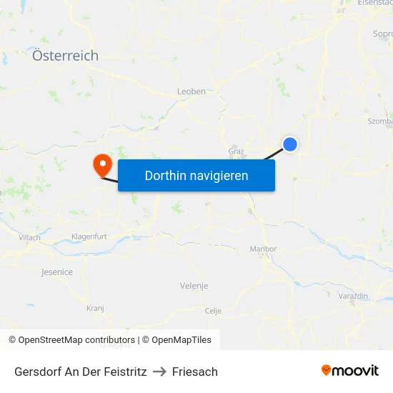 Gersdorf An Der Feistritz to Friesach map