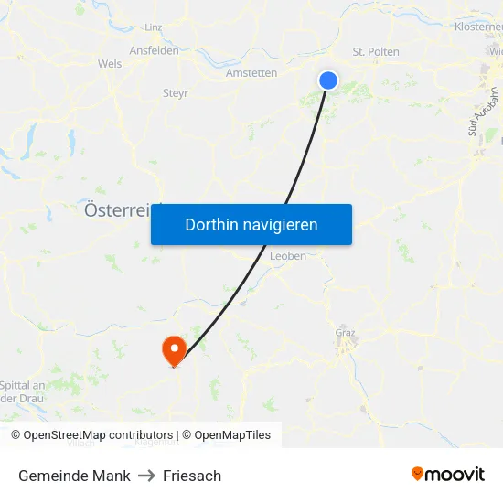 Gemeinde Mank to Friesach map