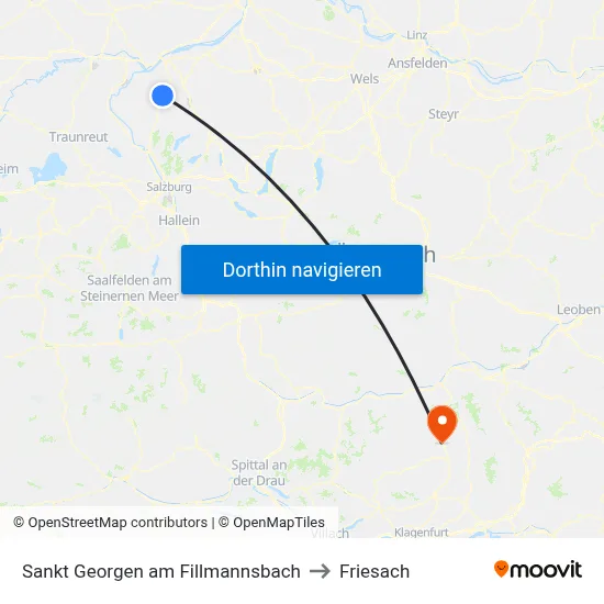 Sankt Georgen am Fillmannsbach to Friesach map
