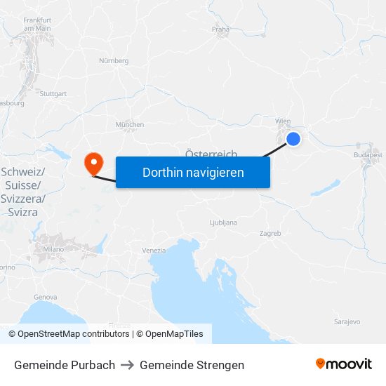 Gemeinde Purbach to Gemeinde Strengen map