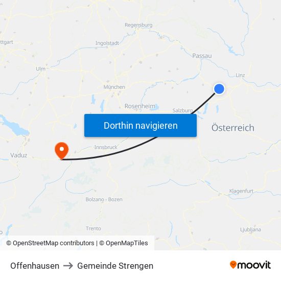 Offenhausen to Gemeinde Strengen map