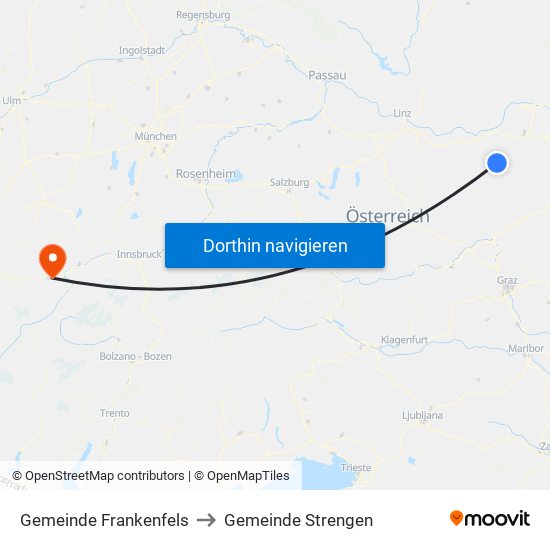 Gemeinde Frankenfels to Gemeinde Strengen map