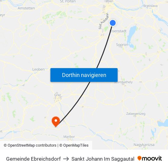 Gemeinde Ebreichsdorf to Sankt Johann Im Saggautal map