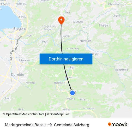 Marktgemeinde Bezau to Gemeinde Sulzberg map