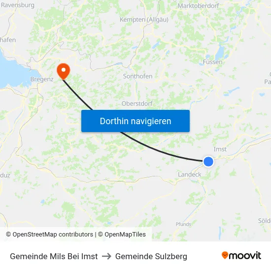 Gemeinde Mils Bei Imst to Gemeinde Sulzberg map