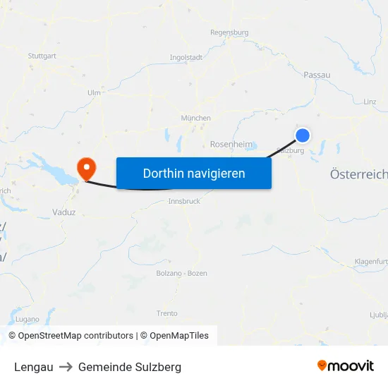 Lengau to Gemeinde Sulzberg map