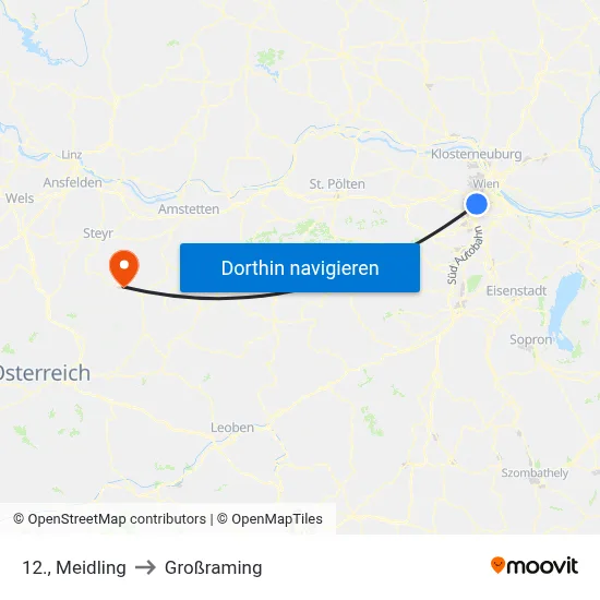 12., Meidling to Großraming map