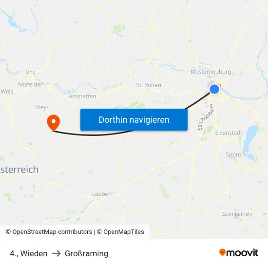 4., Wieden to Großraming map