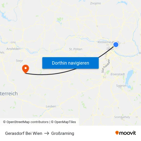 Gerasdorf Bei Wien to Großraming map