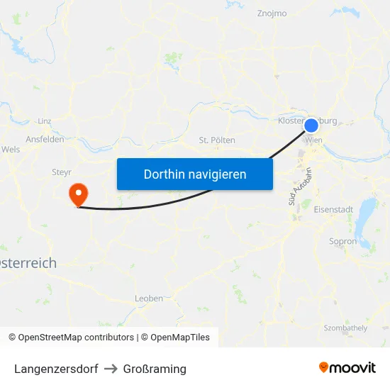 Langenzersdorf to Großraming map