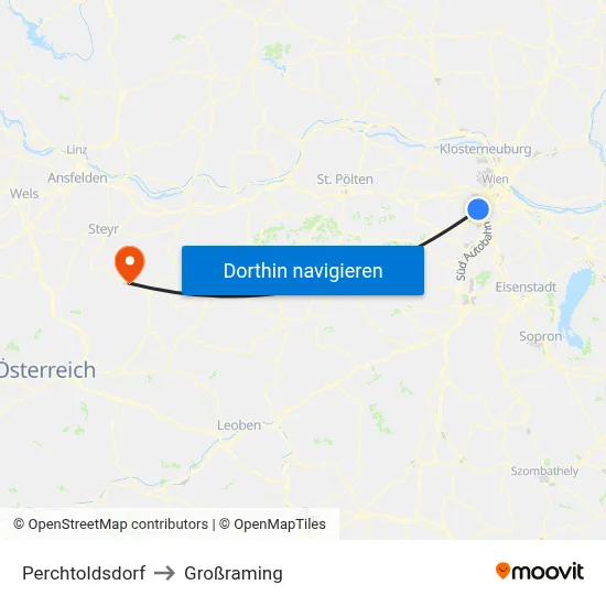 Perchtoldsdorf to Großraming map