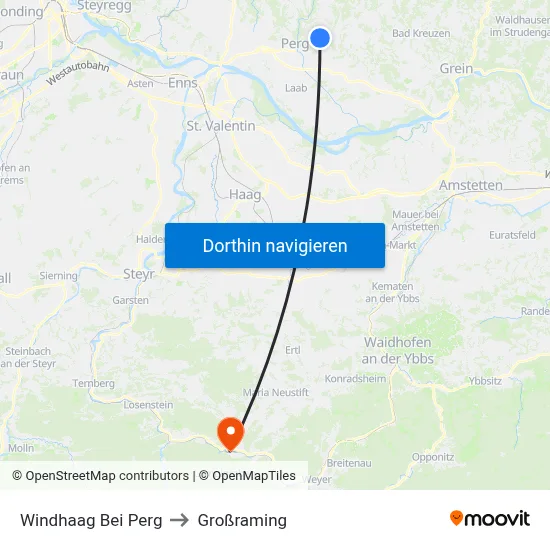 Windhaag Bei Perg to Großraming map