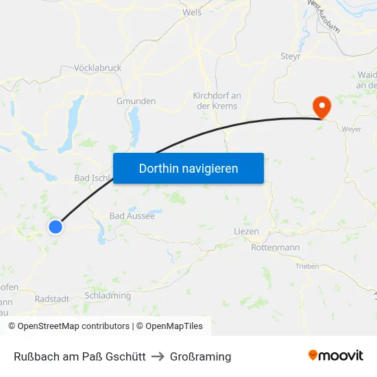 Rußbach am Paß Gschütt to Großraming map