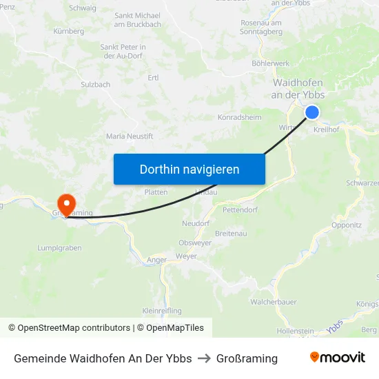 Gemeinde Waidhofen An Der Ybbs to Großraming map