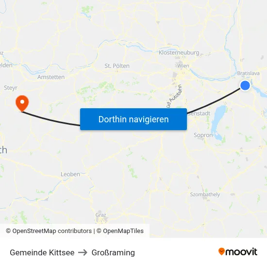 Gemeinde Kittsee to Großraming map