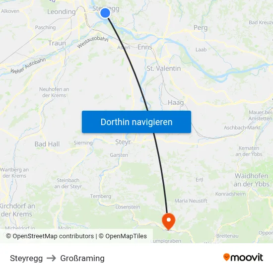 Steyregg to Großraming map