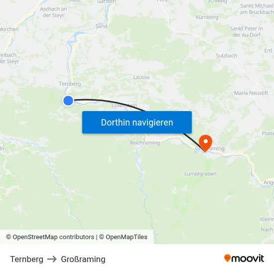Ternberg to Großraming map