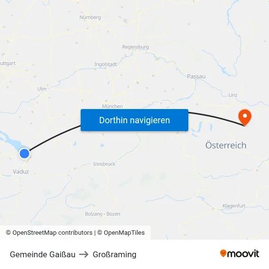 Gemeinde Gaißau to Großraming map