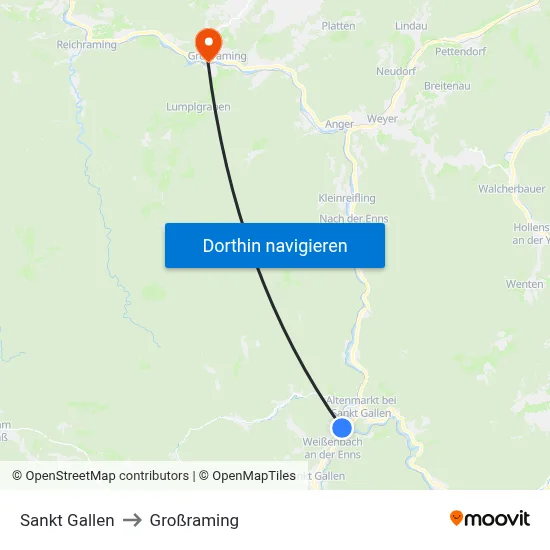 Sankt Gallen to Großraming map