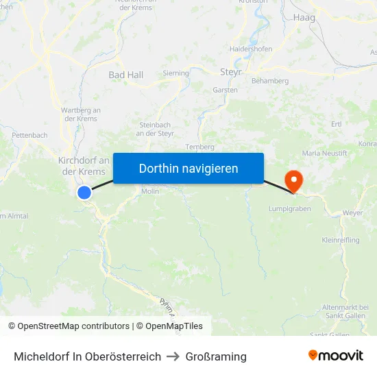 Micheldorf In Oberösterreich to Großraming map