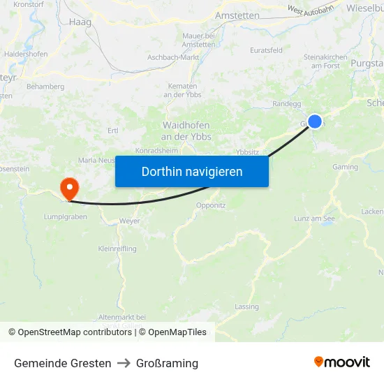 Gemeinde Gresten to Großraming map