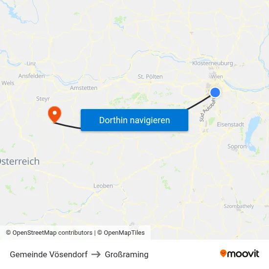 Gemeinde Vösendorf to Großraming map