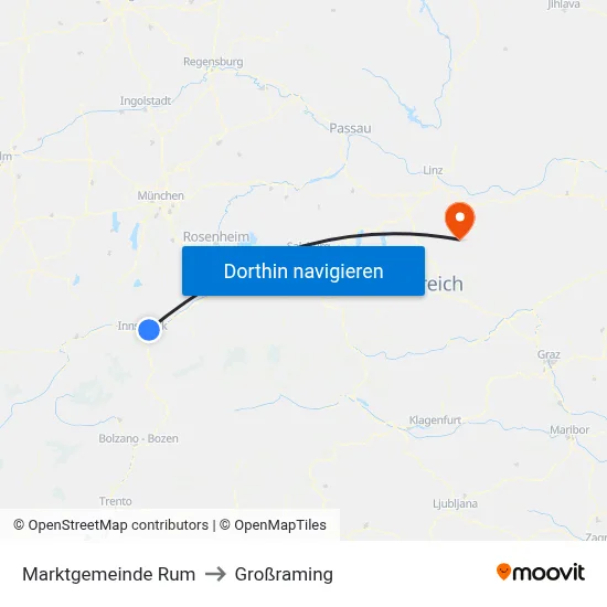 Marktgemeinde Rum to Großraming map