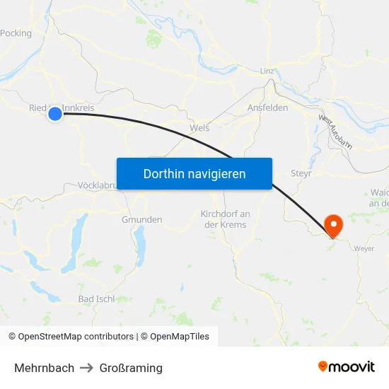 Mehrnbach to Großraming map