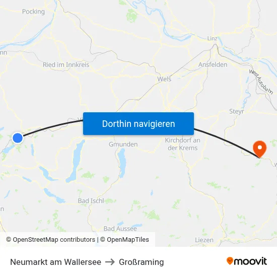 Neumarkt am Wallersee to Großraming map