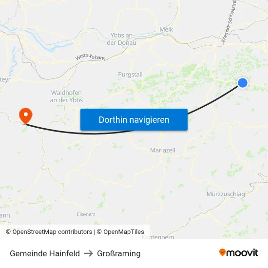 Gemeinde Hainfeld to Großraming map