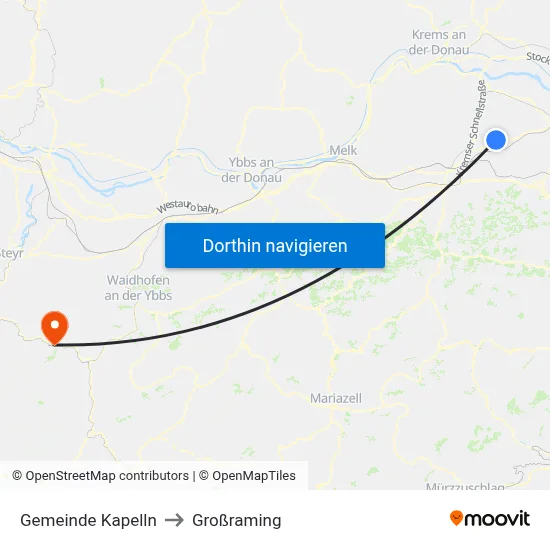 Gemeinde Kapelln to Großraming map
