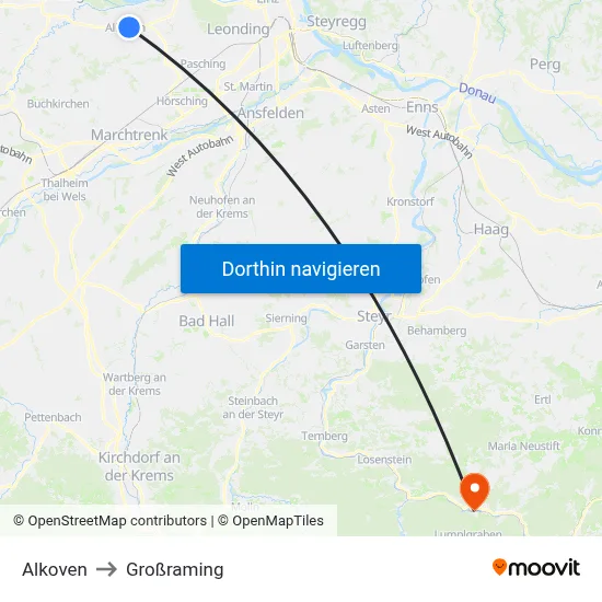 Alkoven to Großraming map