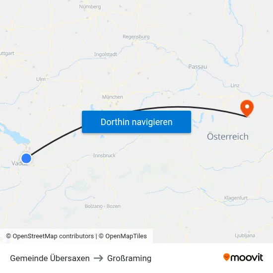 Gemeinde Übersaxen to Großraming map