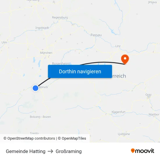 Gemeinde Hatting to Großraming map