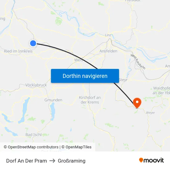 Dorf An Der Pram to Großraming map