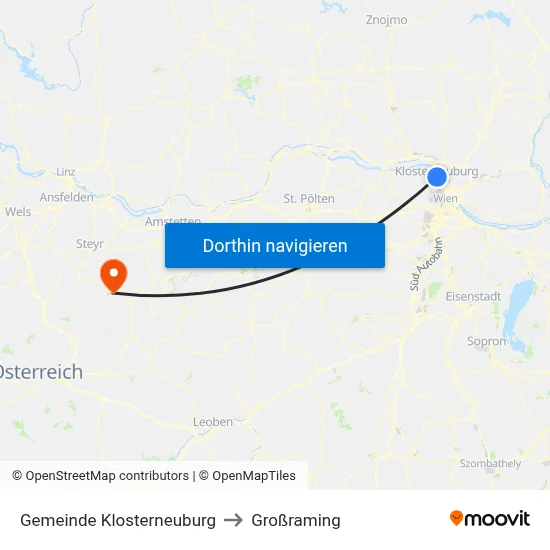Gemeinde Klosterneuburg to Großraming map
