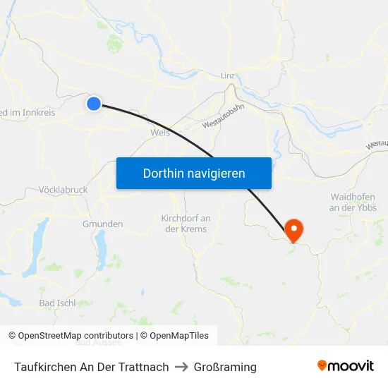 Taufkirchen An Der Trattnach to Großraming map