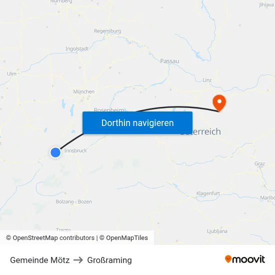 Gemeinde Mötz to Großraming map