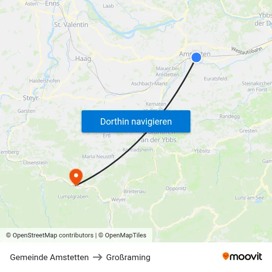 Gemeinde Amstetten to Großraming map