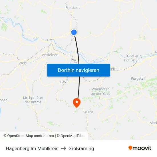 Hagenberg Im Mühlkreis to Großraming map